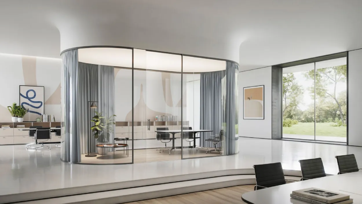 Cloison courbe en verre